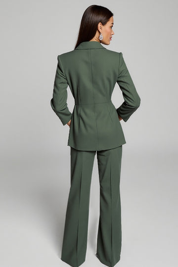 Dark Green 2-Piece Peak Lapel Women's Suit